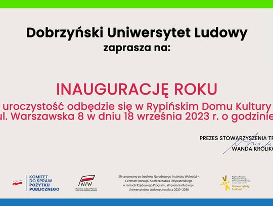 Inauguracja Roku Dobrzyńskiego Uniwersytetu Ludowego