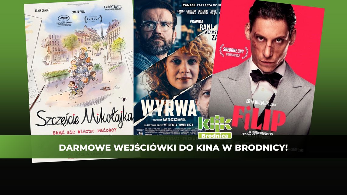 Darmowe bilety na Bezgotówkowe Kino Objazdowe w Brodnicy dla czytelników KLIK Brodnica