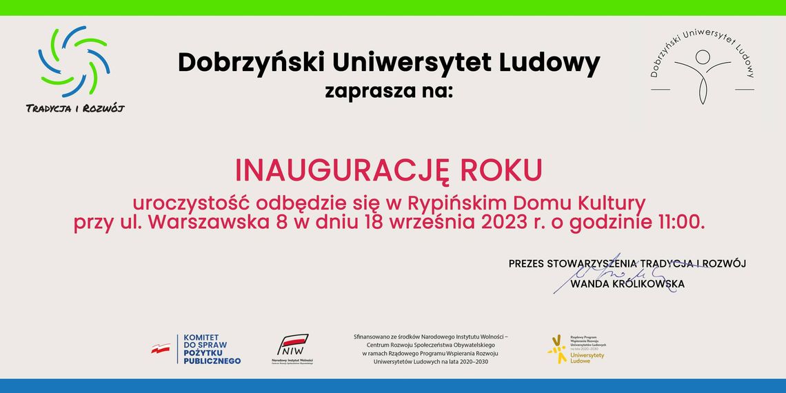 Inauguracja Roku Dobrzyńskiego Uniwersytetu Ludowego